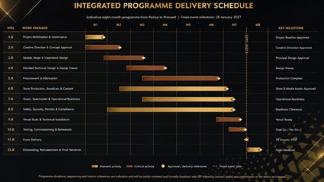 Integrated programme delivery schedule Gantt chart